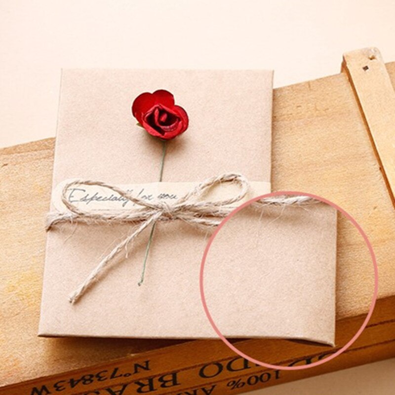 1PC Retro DIY Kraft Paper Invitation Greeting Card with Envelope Handmade Dry Flower Wedding Party Invitation Envelopes