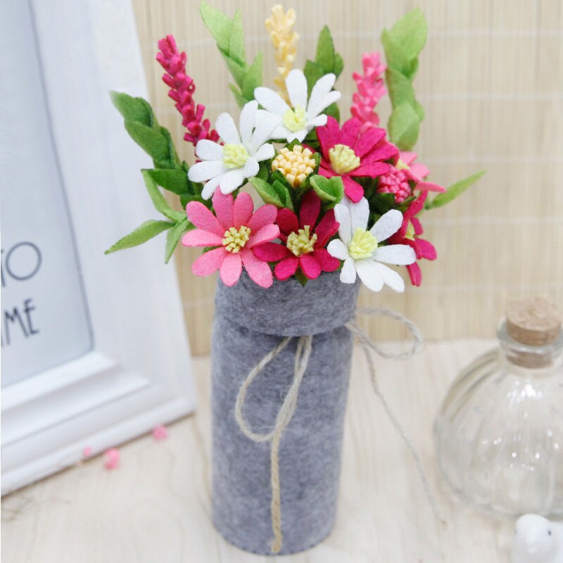 9 Styles Simulation Bouquets Felt DIY Package Free Cut Felt Cloth Handmade Wedding Flower Bridal Bouquets Decoration Home Decor