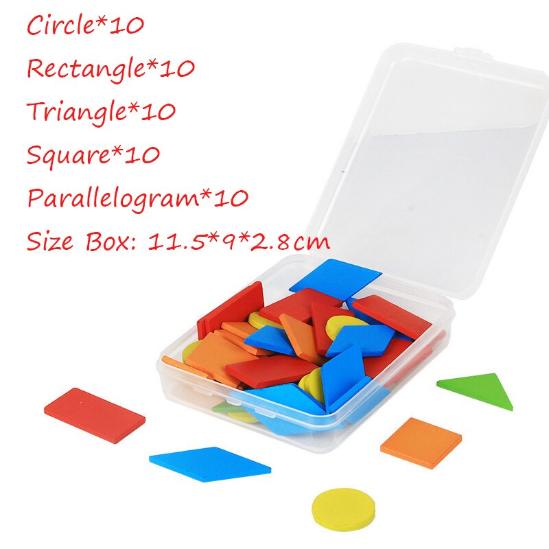 100/50 Pcs Houten Tellen Stok Rekenkundige Stok Geometrische Figuur Ronde Stuk Wiskunde Onderwijs Aid Box Wyw: 50 pcs shapes