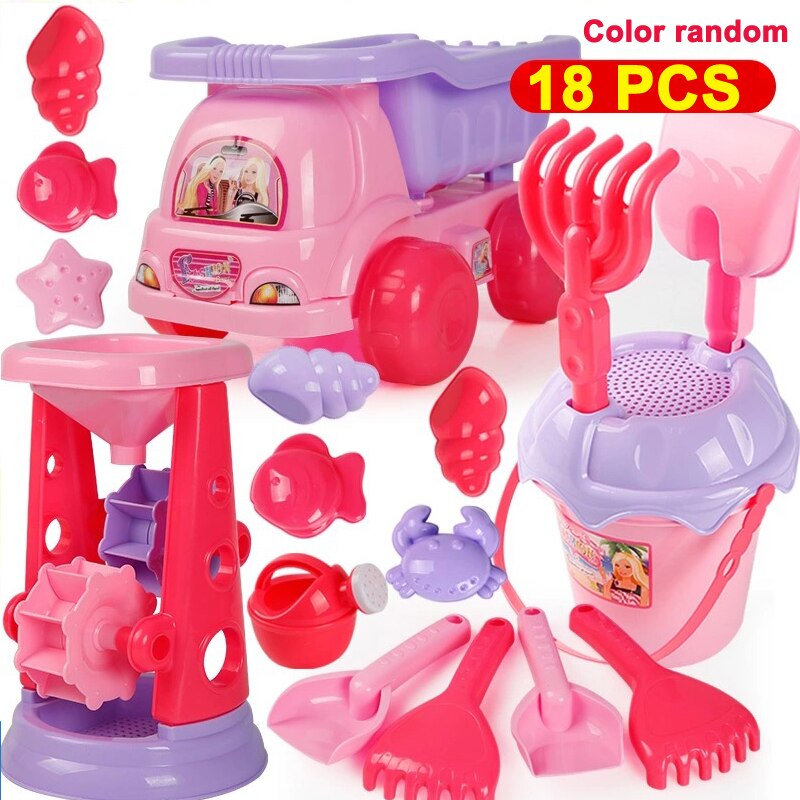 Bambini Spiaggia A Giocare Giocattoli Pala Barile e Sabbie di Stampi Spiaggia di Estate Del Bambino Clessidra Scavo di Sabbia Set Giocattolo Spiaggia di Sabbia Dune attrezzi giocattolo: 18PCS