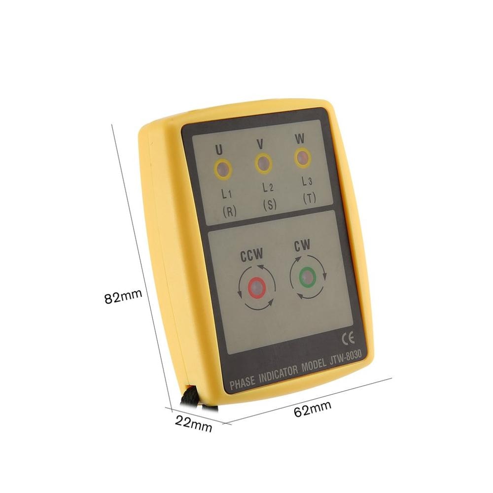 JTW JTW-8030 Portable 3 Phase Sequence Meter Multimeter Presence Rotation Tester Phase Indicator Detector Meter LED Buzzer