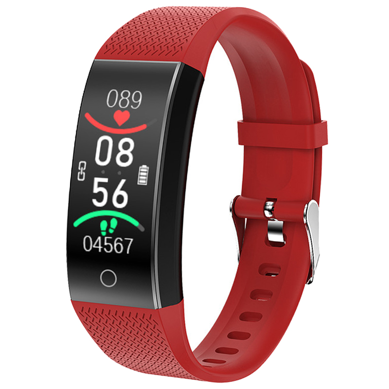 Smart Bracelet Body Temperature Watch Fitness Tracker Bracelet IP68 Waterproof Sport Pedometer Fitness Bracelet Blood Pressure: Red