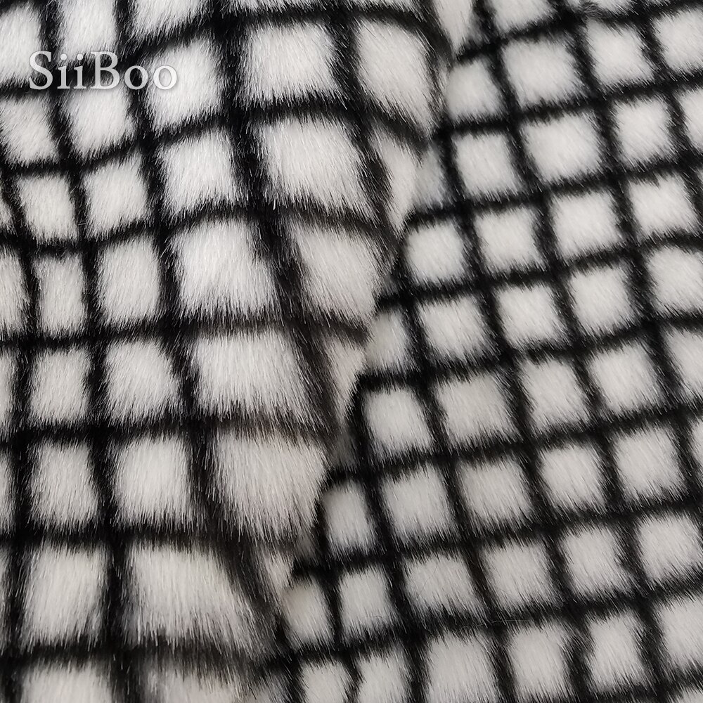 super tykt rutete 2cm lange hauger faux kanin pels stoff til vinterfrakk fourrure pelliccia piel sintética  sp6040