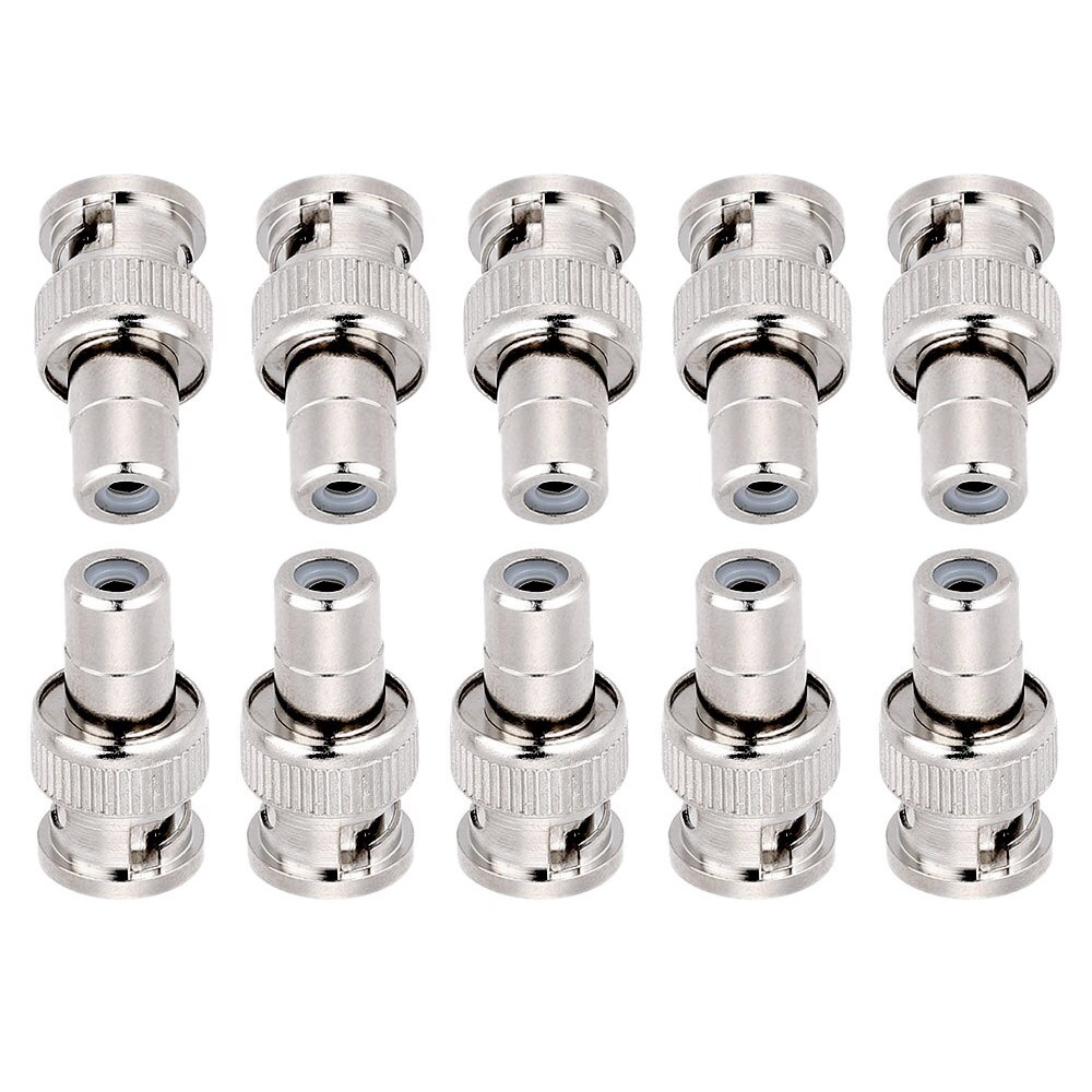 AHWVSE 10x BNC Male to RCA Female Coax Cable Connector Adapter Coupler for CCTV Camera