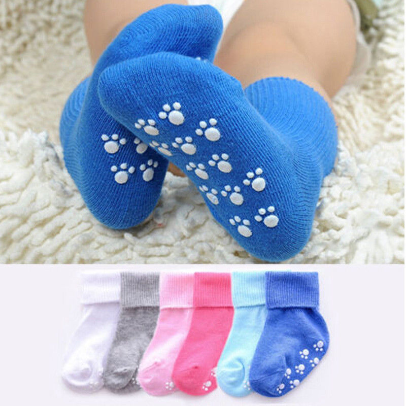 Pasgeboren Baby Kids Baby Antislip Bodem Losse Mond Kinderen Warme Sokken Katoen Zachte Winter Solid Candy Kleur sokken Baby