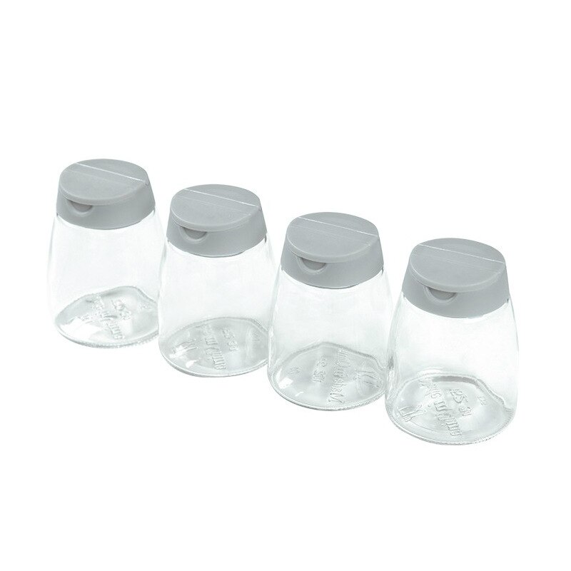 Glas krydderiflaske med låg dobbeltåbning krydderikrukke husholdningskrydderkrukke køkken 150ml: Lysegrå