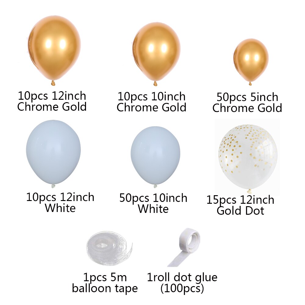 147 stk hvidguld ballon guirlande bue sæt guld prik krom metallisk latex ballon bryllup fødselsdagsfest indretning baby shower globo: Default Title