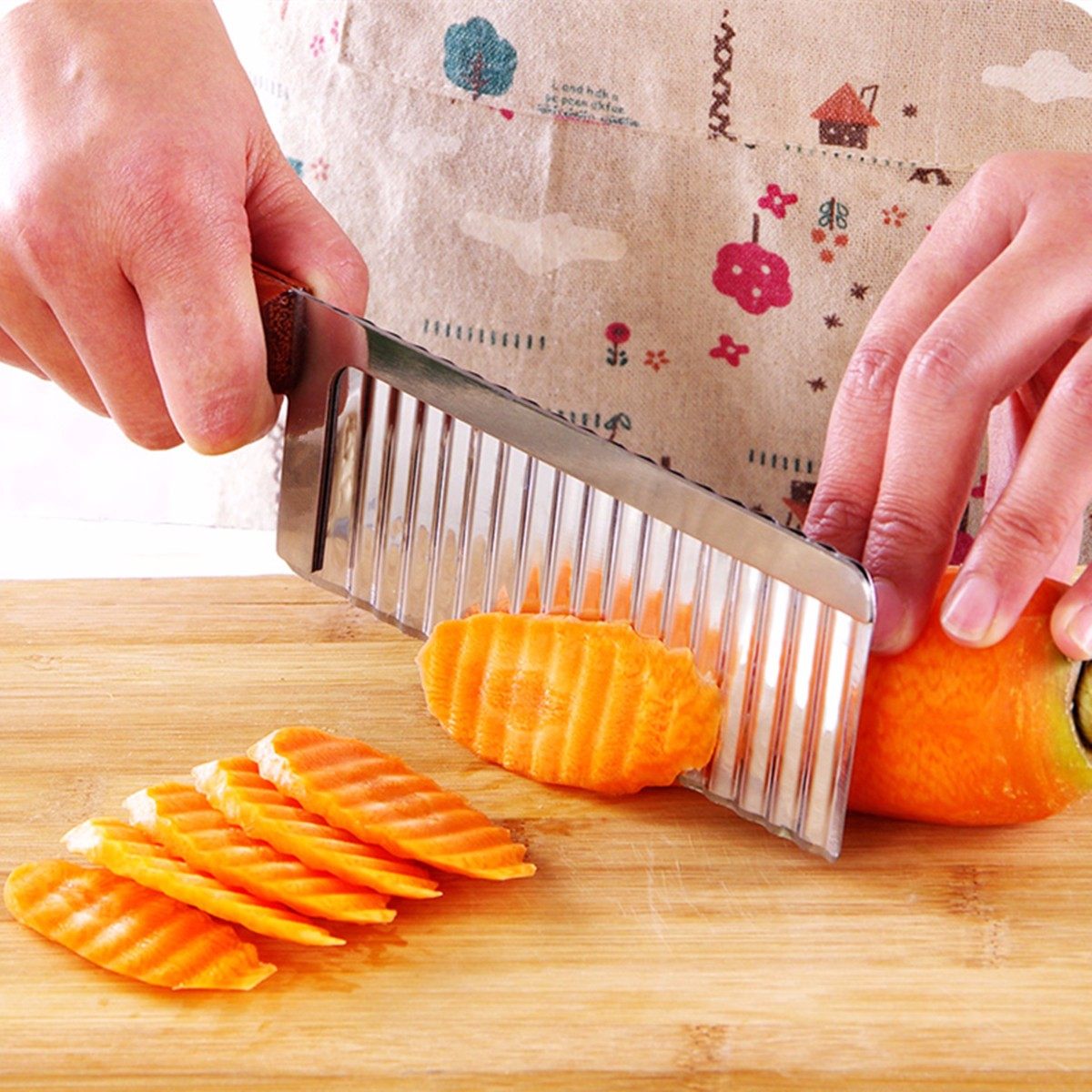 26.5cm rostfria potatischivare deg grönsaksfrukt crinkle vågig skivkniv potatisfräs chopper pommes frites
