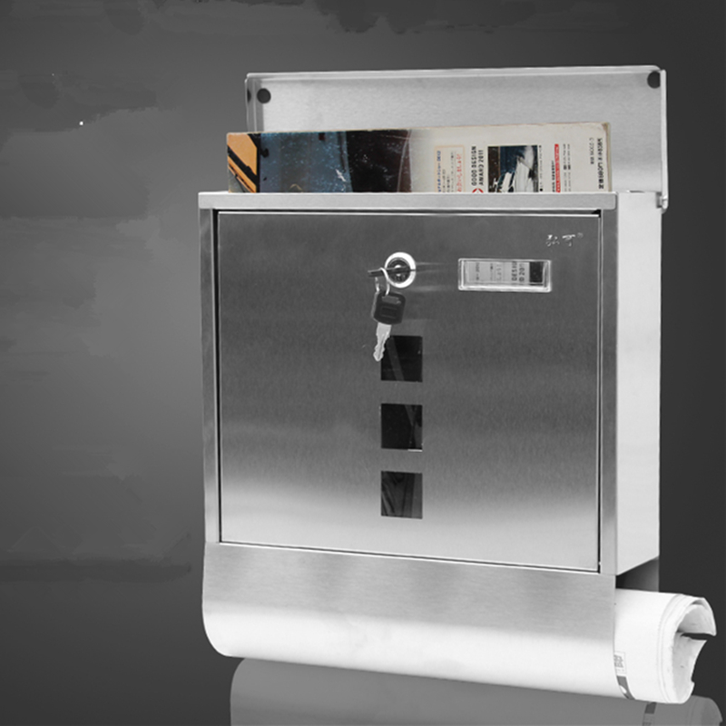 Outdoor Wall Mounted Stainless Steel Mailbox Warehouse Apartment Home Garden Letterbox Vertical Locking Mail Post Box F6010