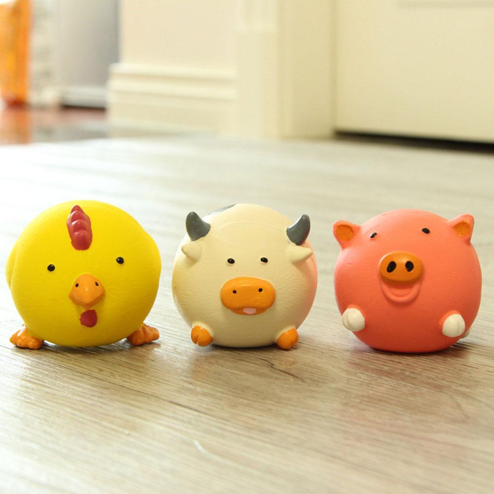 Boule vocale en Latex pour animaux de compagnie, broyage des dents, jouets, Rose, rouge, cochon, boules jaunes, poulet, vache ronde, chiens, produits d&#39;entraînement à la mastication