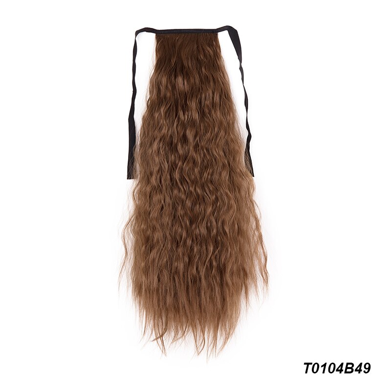 Extensiones de cola de caballo para mujer, coleta larga con ondas de maíz de 21 pulgadas, cinta sintética para atar, coleta: T4/27/30
