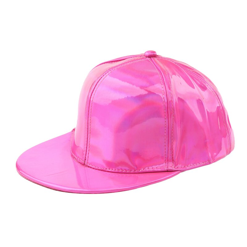 Mænd kvinder pu læder justerbar baseball cap hip hop hætter solskærm snapback flad dans street trendy hatte: Lyserød