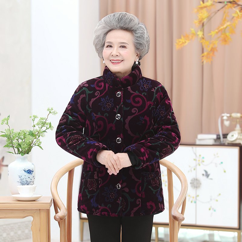Manteau grande taille 5XL pour femmes âgées de 60 à 80 ans, veste chaude d'hiver, pardessus court pour femmes, vêtements d'extérieur, tenue de grand-mère: 3 / XXL