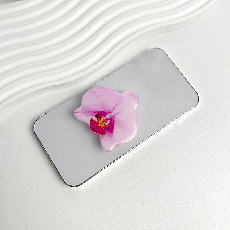 Orchid Phone Grip Holder Phalaenopsis Phone Grip Tok Folding Ring Foldable Cymbidium Griptok Case Cell Phone Bracket: WHITE