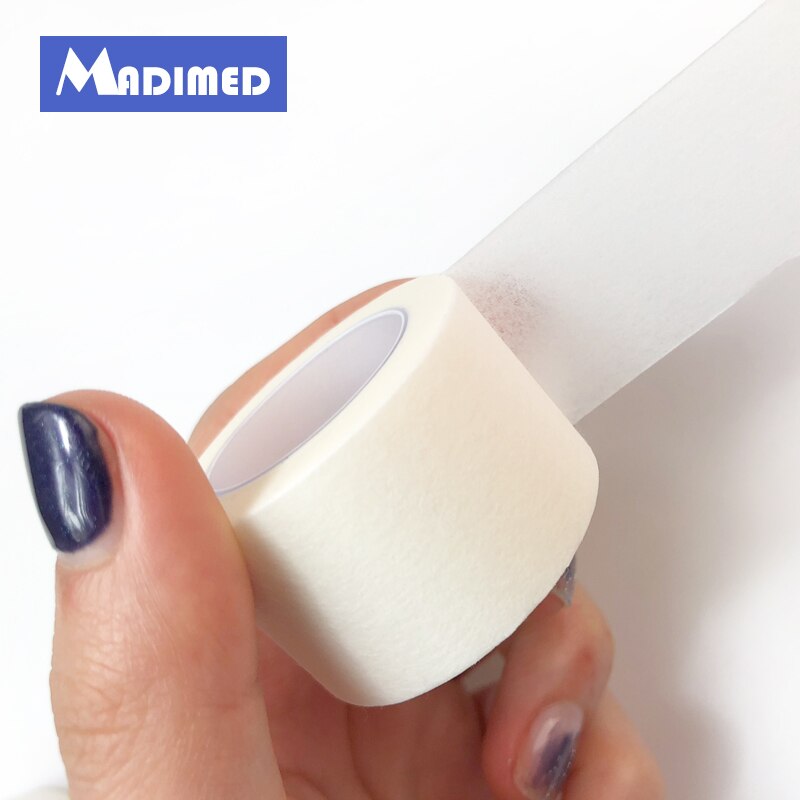 MADIMED-cinta médica no tejida de microporos, cinta de papel quirúrgica transpirable, 2,5 cm x 9,1 m, lote de 12 rollos