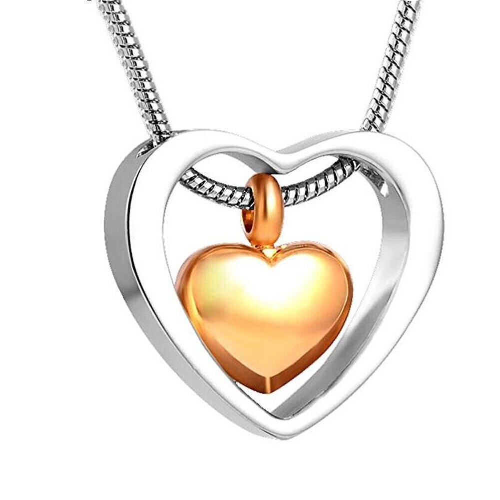 Herz Dekor Denkmal Urne Halsketten Andenken Einäscherung Schmuck Denkmal Asche Anhänger Doppel Herzförmigen Anhänger für Haustier Hund Katze: Gold S