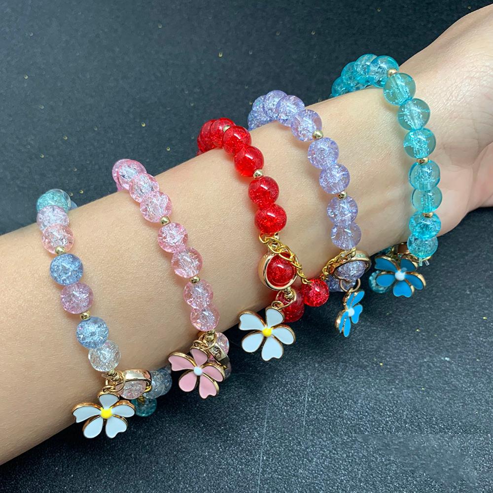 Bohemian Handmade Blume Form Lange Quaste Glas Armband Seld Baumeln Sets Frauen Multi Farbe Armbänder Schmuck Weihnachten