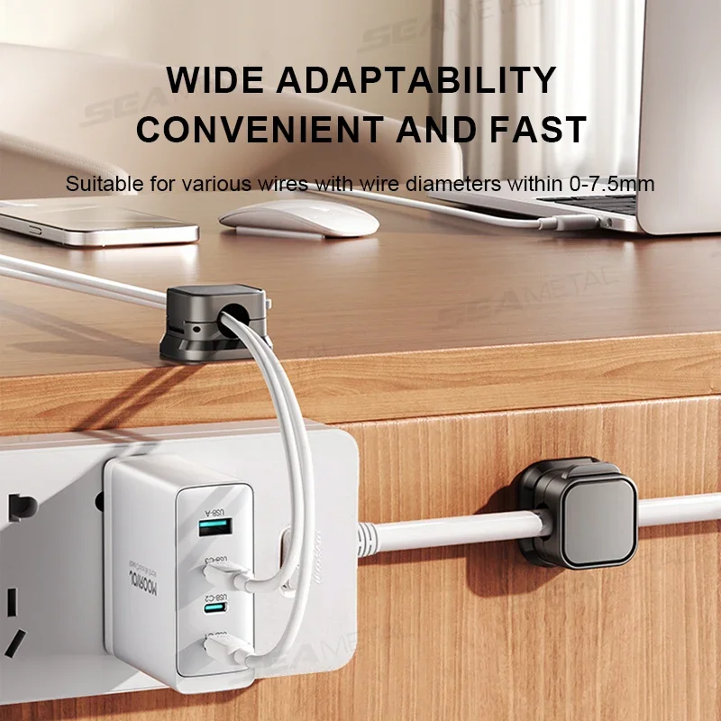 1/6/12PCS Cable Organizer Holder Magnetic Cable Smooth Adjustable Cord Holder Under Desk Cable Management Wire Keeper Car Clips