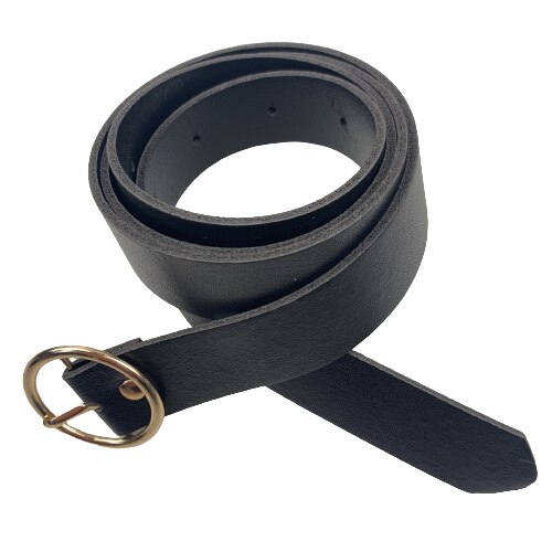 Leather belt women classic retro simple belt female round buckle female belt simple round pin buckle: Gold Buckle A