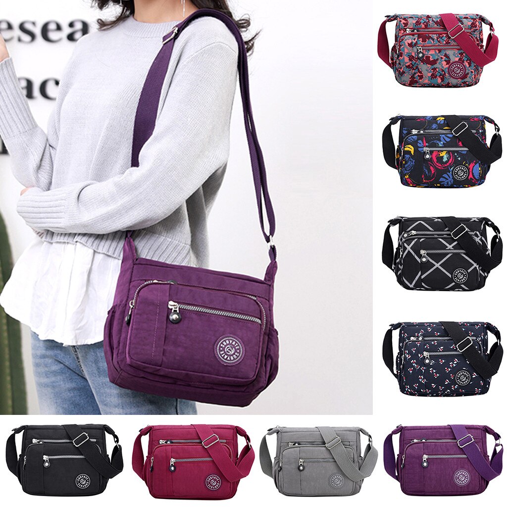 Vrouwen Mode Effen Kleur Rits Waterdichte Nylon Schoudertas Crossbody Tassen Voor Vrouwen Messenger Bags Bolsa Feminina