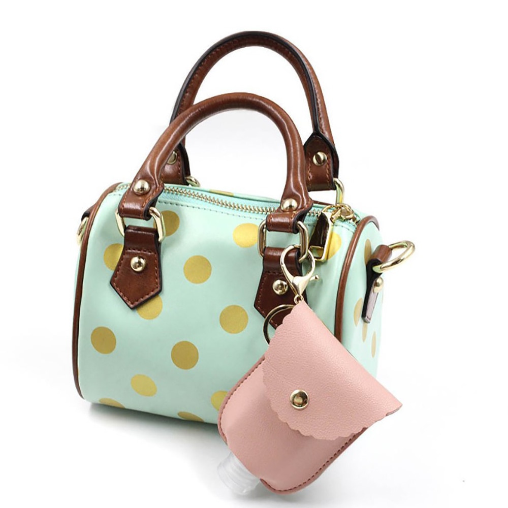 30ml Travel Leak Proof Leather Case Keychain Bag Refillable Empty Bottle For Hand Sanitizer Bag With Key Rings Pendant Bottle