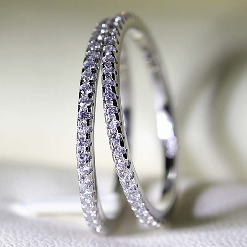 925 Sliver Sterling Diamond Ring voor Vrouwen Vol Geboord White Topaz Bizuteria Anillos Edelsteen Sliver S925 Sieraden Diamanten Ringen
