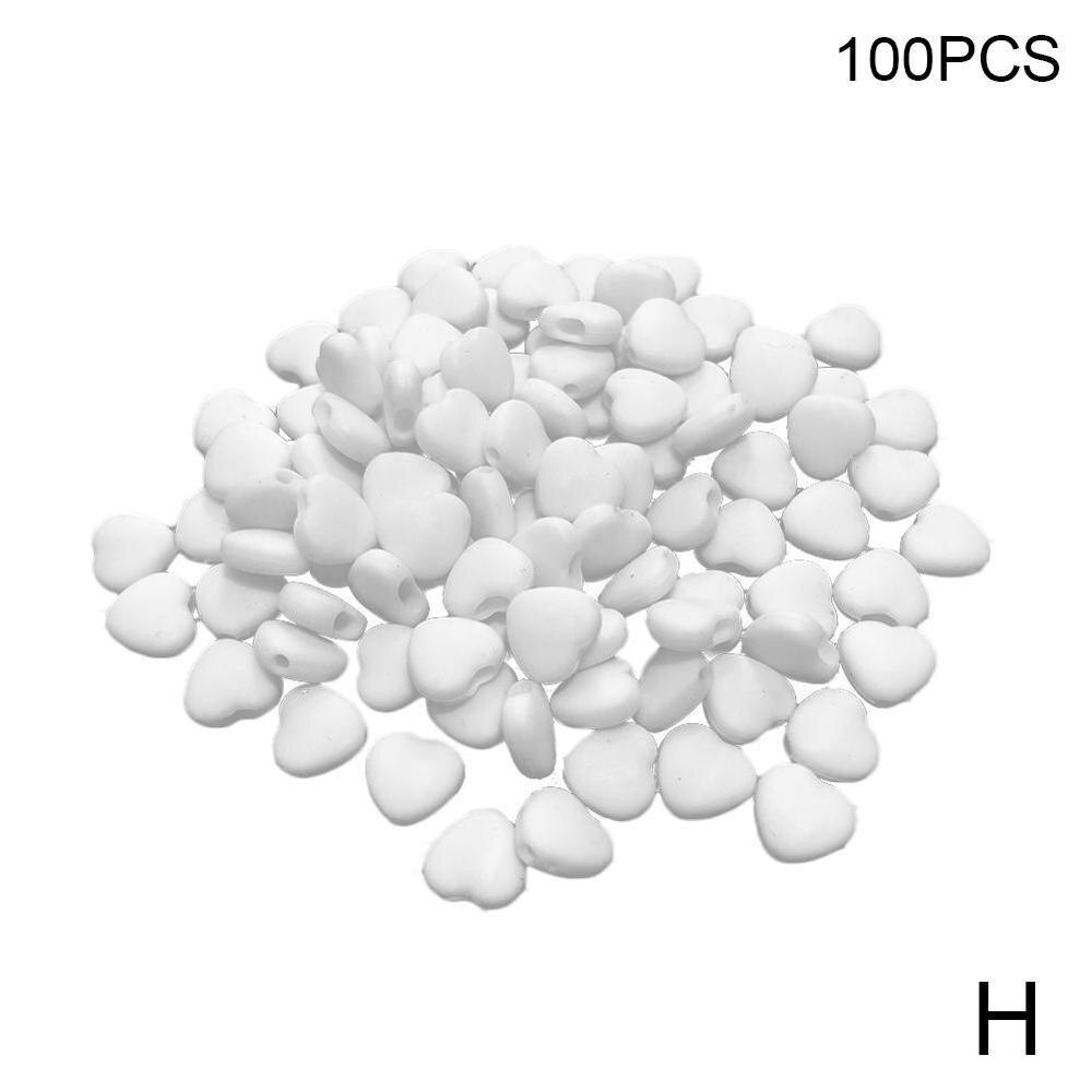 100Pcs 9/10Mm Platte Aanpassing Gesp Kralen Silicagel Bottons Voor Masker Elastische Koord Stopper Touw Slot diy Strap Cord End: Heart shape white