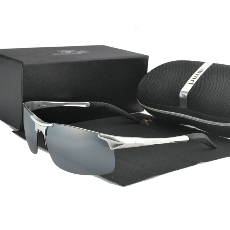 Männer Aluminium Magnesium Sonnenbrille Polarisierte UV400 Sonnenbrille Neue Männliche Brillen Sonnenbrillen Für Männer FML: Silber- Linse