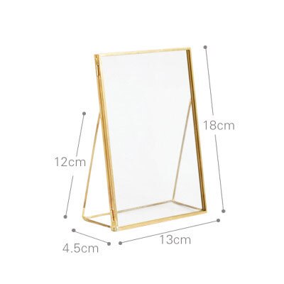 Gold Metal Glass Photo Frame Home Decoration Folding Wire Desktop Picture Brass Frames Portraits Landscape