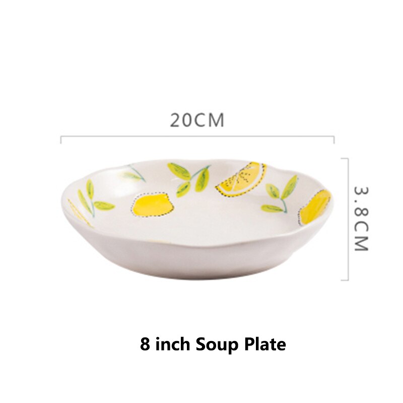 Lemon Pattern Dishes Dishes And Plates Sets Dinner Plates Steak Dish Bone China West Plate Dishes: 8inch Soup Plate