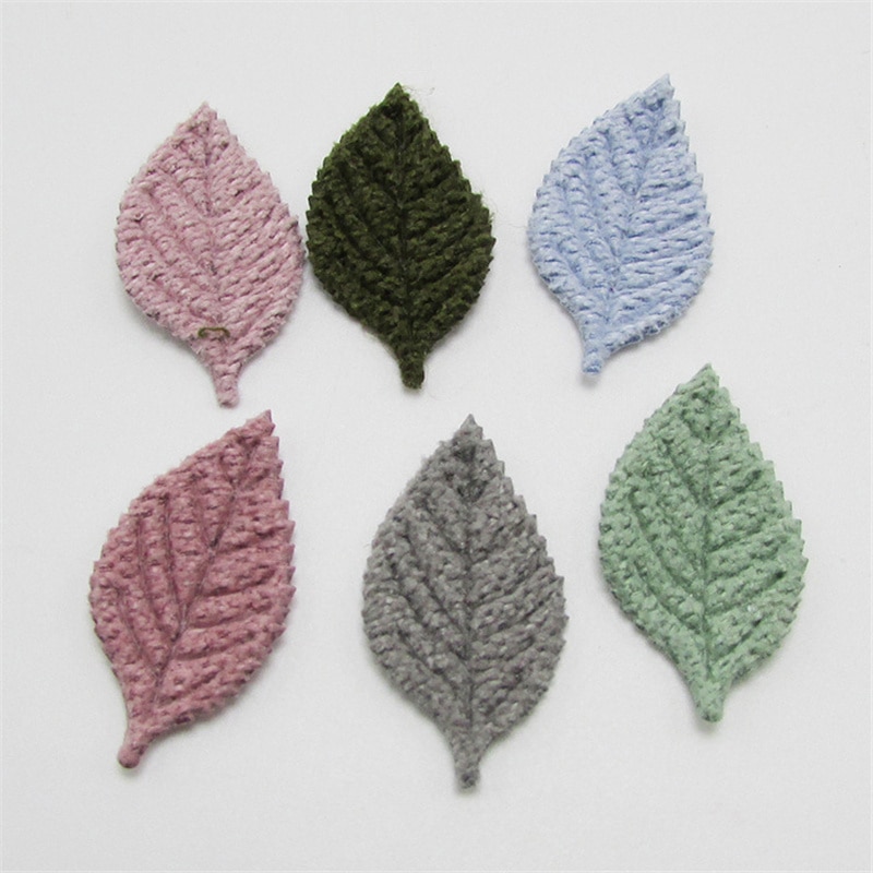 Apliques de hojas de tela de ganchillo, accesorios para el cabello, adornos, materiales de decoración, 20-200 piezas