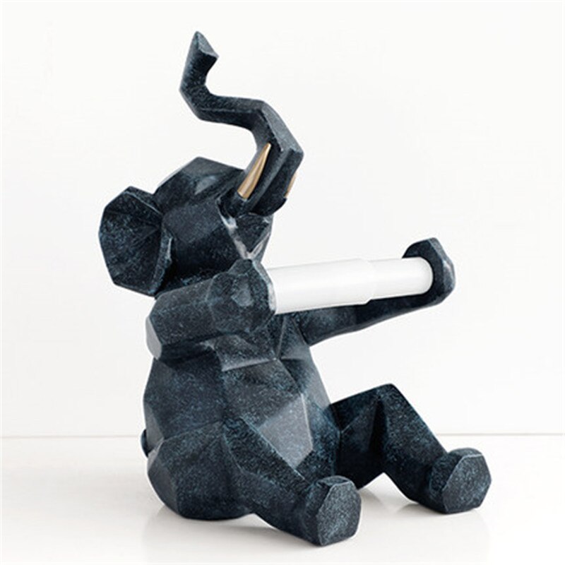 Cute Animal Head Statue Hanging Tissue Holder Toilet Washroom Wall Home Decor Roll Paper Tissue Box Holder Wall Mount A1669: Texture blue