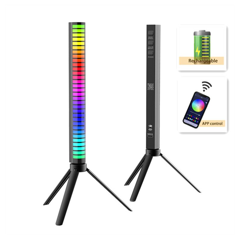 Musica RGB controllo del suono luce a portato controllo APP Raccogliere 3D luci del ritmo ad attivazione vocale colore ambientale lampade per feste di musica: 2pezzi