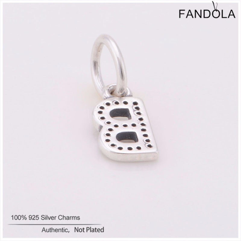 Lettera B Pendente Pendenti E Ciondoli Misura di Marca Della Collana Del Braccialetto del Branello di Fascino 925 Gioielli in Argento sterlina chiaro CZ Adatto FAI DA TE Braccialetti Delle Donne