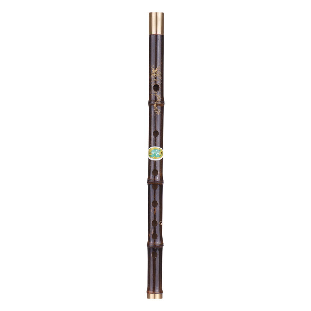 Black Bamboo Dizi Flute Traditional Handmade Chinese Musical Woodwind Instrument Key of C Study Level