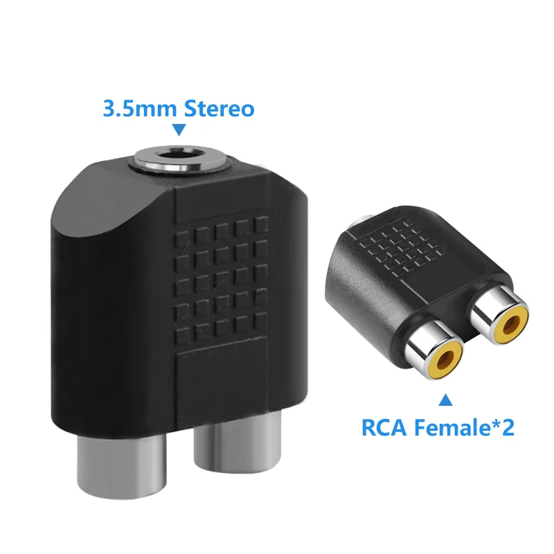 RCA Female Socket Turn 3.5MM Stereo Plug Audio Adapter 6.3MM Stereo Plug To RCA Socket 2 in 1 Stereo Connector ﻿: Brown / Under 5Pcs