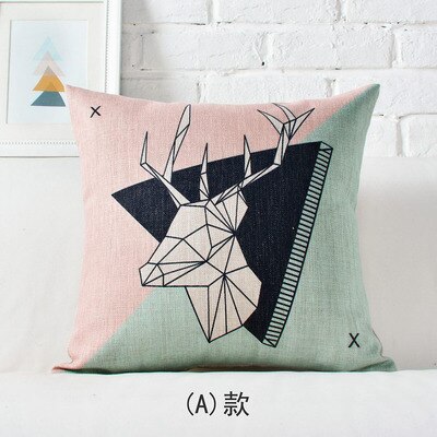 Cojín nórdico de lino con estampado geométrico para el hogar, almohada de cintura lumbar Simple de Inglaterra, cojín decorativo para sofá: A