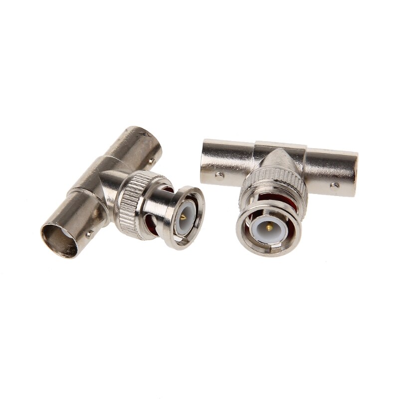 2 Stuks Bnc Mannelijk Naar 2 Vrouwelijke T Type Connector Adapter Voor Cctv Surveillance Systeem