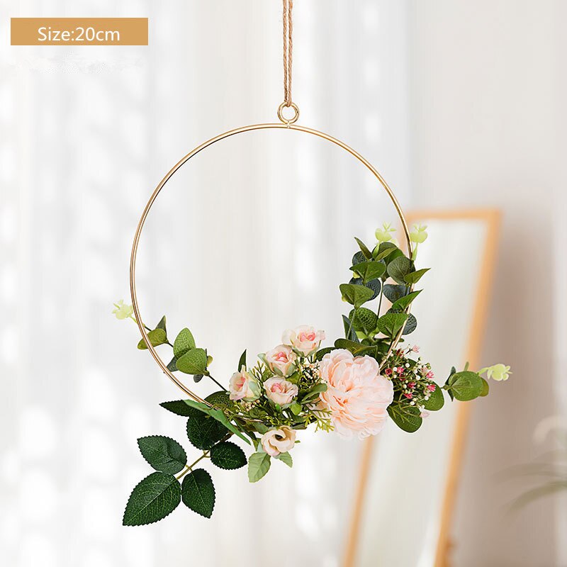 Cilected Smeedijzeren Muur Opknoping Decoratie Guirlande Hennep Touw Opknoping Kunstmatige Bloem Krans Voor Bruiloft Wandkleden Decor