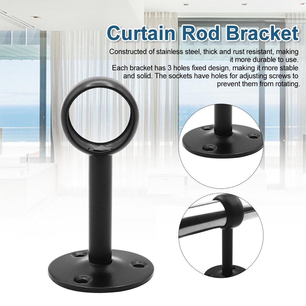 Hardware Ceiling Mount Heavy Duty Living Room Accessories With Nails Flange Socket Bedroom Stainless Steel Curtain Rod Bracket