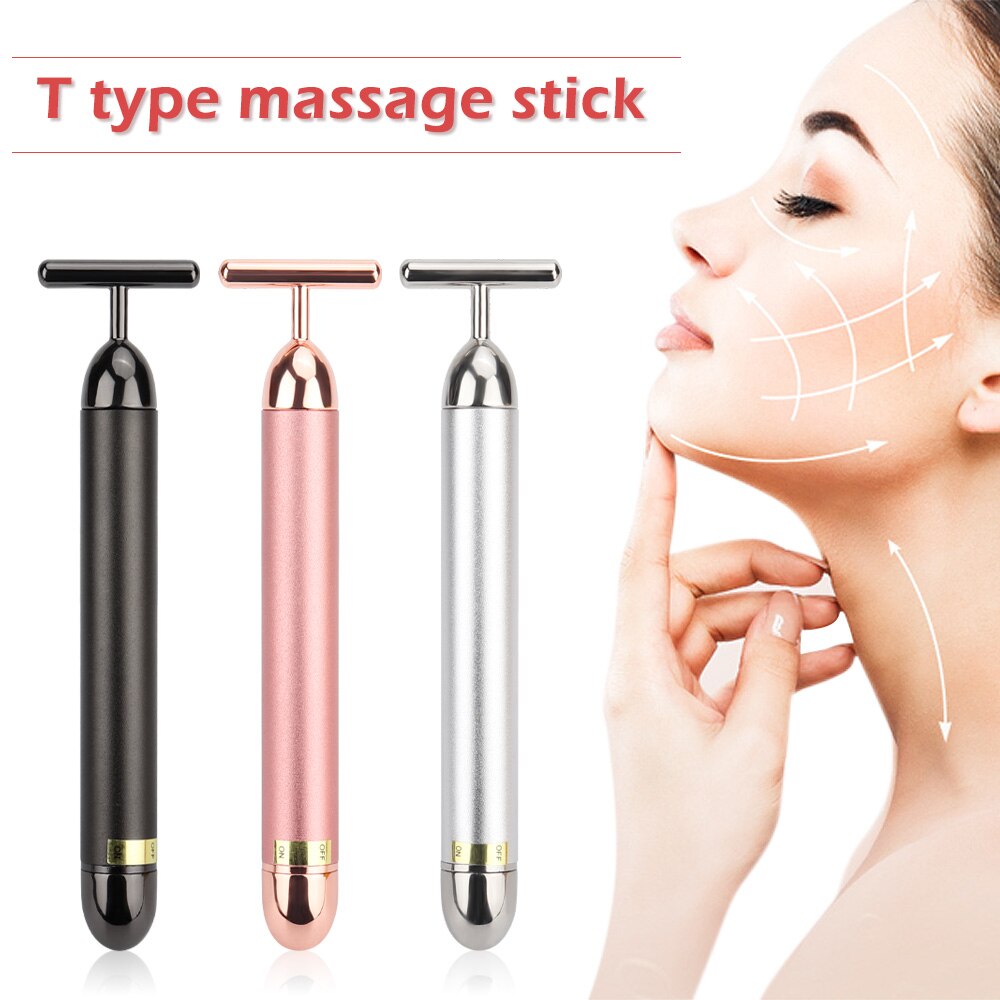 24K Gold Roller Vibrerende Facial Massager Afslanken Facial Skin Beauty Bar Pulse Verstevigende Gezicht Massage Lift Aanscherping Rimpel Bar