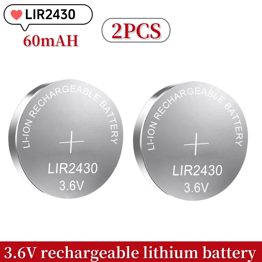2PCS LIR2032 LIR2016 LIR2025 LIR2430 LIR2450 LIR1632 3.6V Rechargeable Lithium Battery Replaces CR2032 2430 2450: green