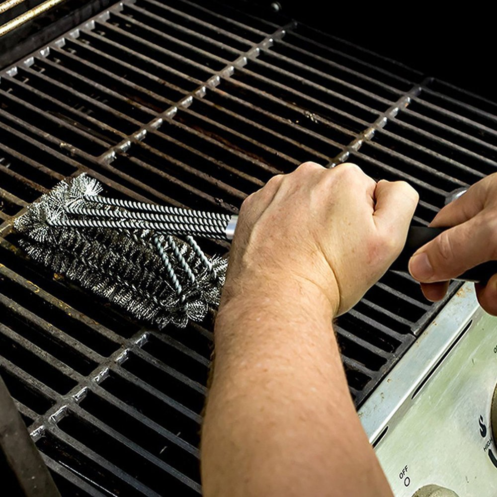 1pc enkelthovedede grillbørster til rengøring og affedtning af grillnet, camping- og køkkenredskaber, rengøring af komfurer