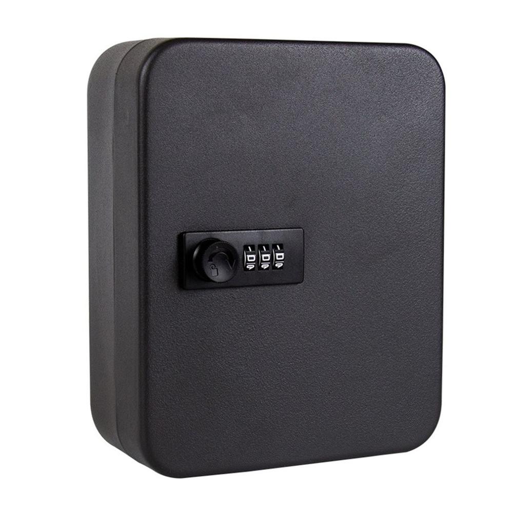 Key Box Household Wall-Mounted Password Key Cabinet Storage Box Management Box Wall-Mounted Car Key Box: Password black