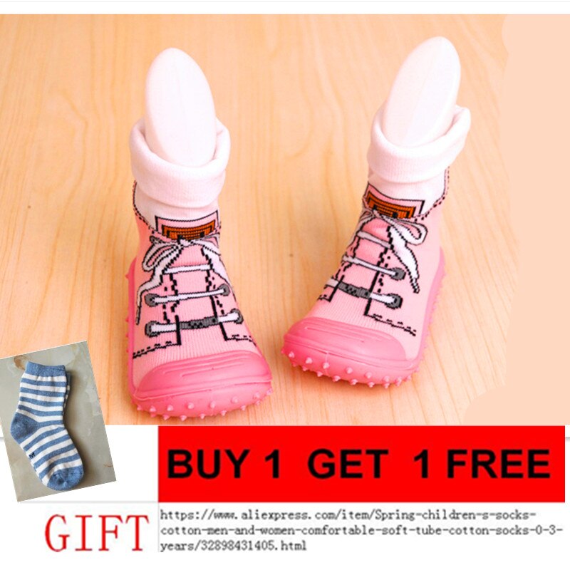 Baby Sokken Baby Peuter Vloer Sokken Schoenen Baby kinderen Rubber Zachte Bodem antislip Thuis Schoenen 1 krijgen 1 Gratis