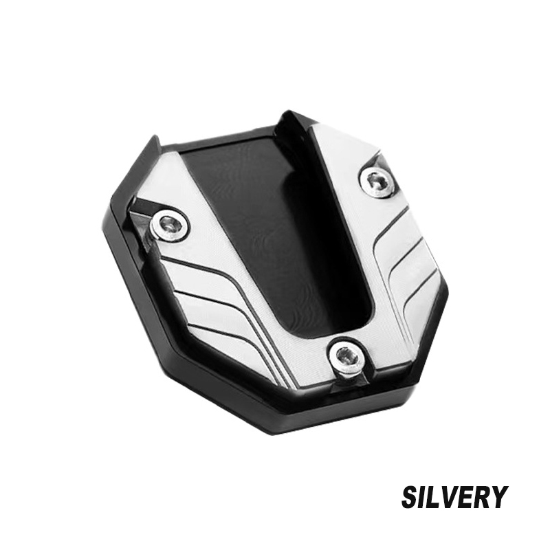 Universale Scooter moto bici cavalletto Extender piede supporto laterale estensione Pad piastra di supporto antiscivolo Base allargata: Argento