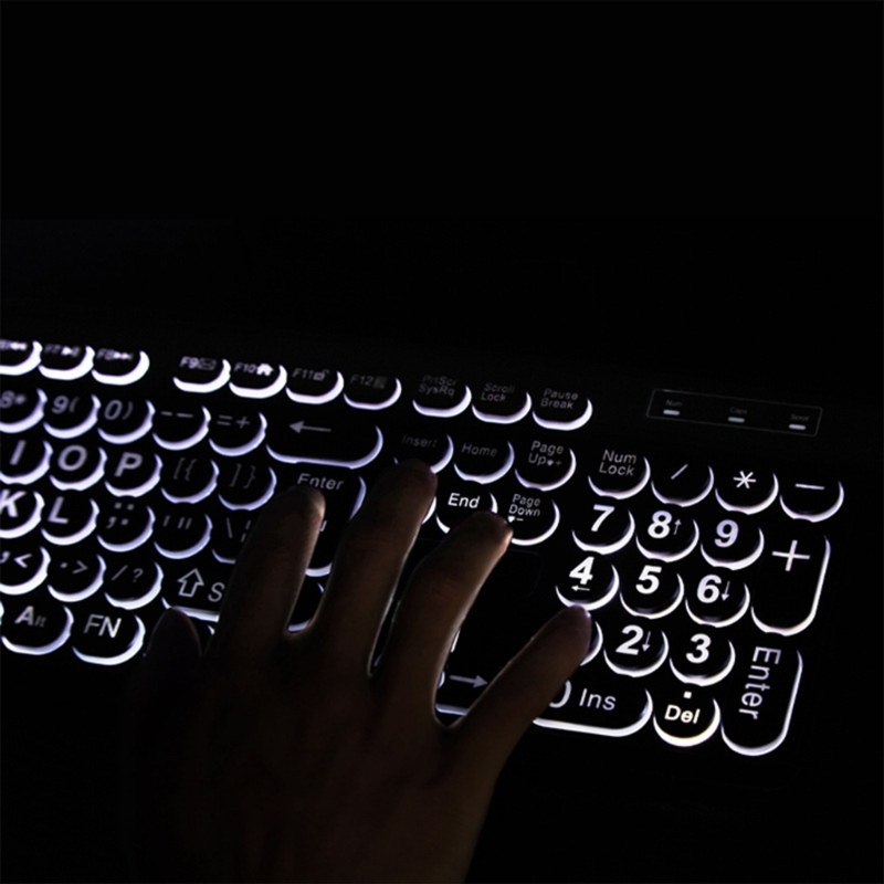 LED Backlit Keyboards 104Keys Standard Full Size USB Cord Backlit Keyboards Big Print Letter with White Illuminated