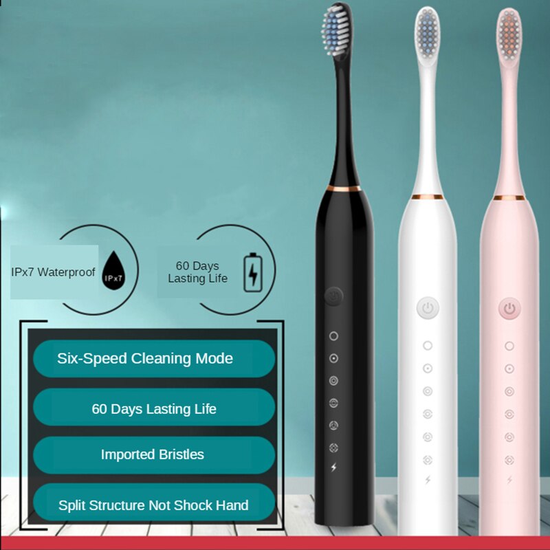Sonic Electric Toothbrush Ultrasonic Automatic USB Rechargeable IPX7 Waterproof Whitening Teeth Tooth Brush Head Holder Adult