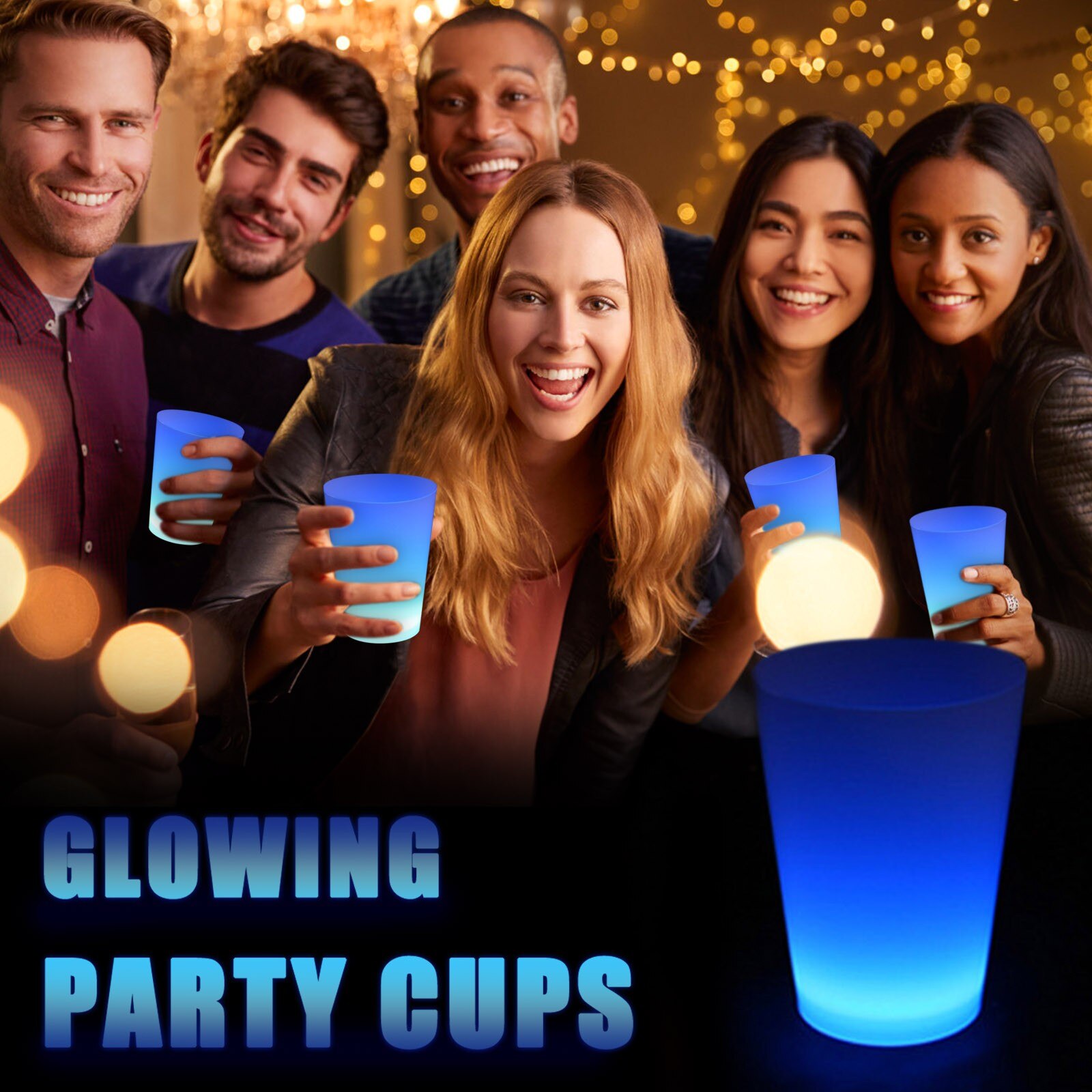 12oz Glow Party Cups Plastic Cup Favors for Party Supplies,Glow In The Dark Cups Neon Party Club party Decoration: Blue