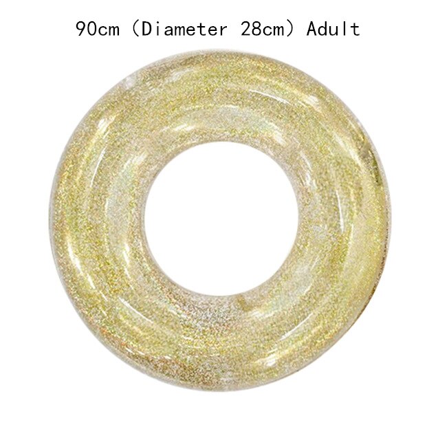Swimming Sequin Float Inflatable Swimming Pools Cystal Shiny Swim Ring Multi-size Adult Pool Tube Circle for Swimming Pool Toys: 90 gold